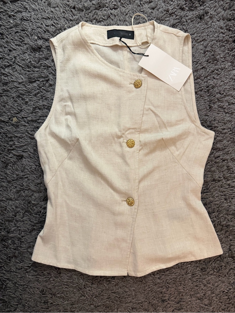 Zara Cream Sleeveless Button-Front Camisole - Picture 1 of 5